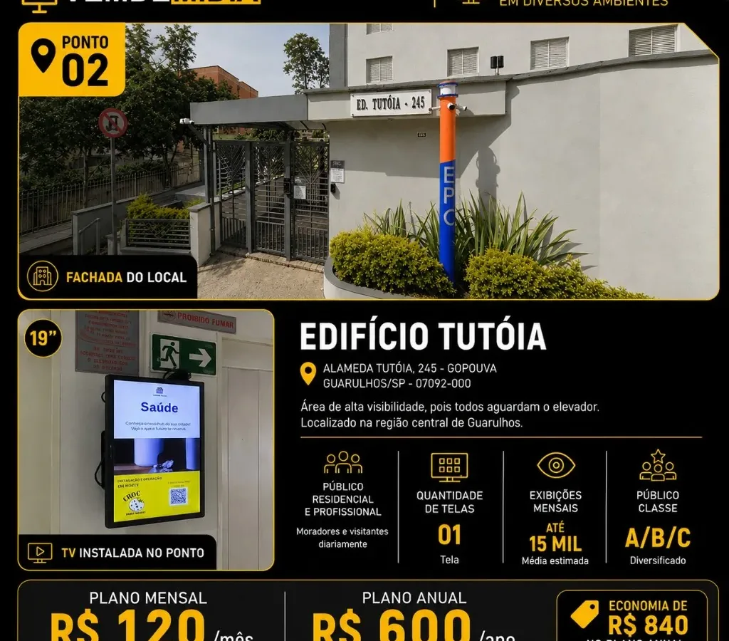 Ponto de mídia Edifício Tutóia da rede VEMDEMIDIA